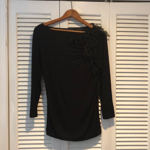 Anne Klein Top with Chiffon Feather Detail - Picture 2 of 5
